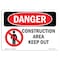 Signmission OSHA Danger Sign, 7" Height, 10" Width, Construction Area Keep Out, Landscape, DS-D-L-1096 OS-DS-D-710-L-1096 - alternate 1